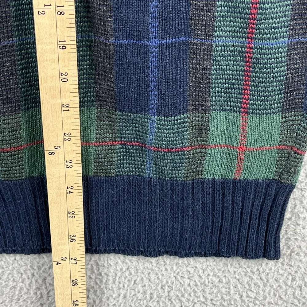 Vintage Polo Golf Ralph Lauren Plaid Sweater Linen Cotton Wool Blend Mens Size L